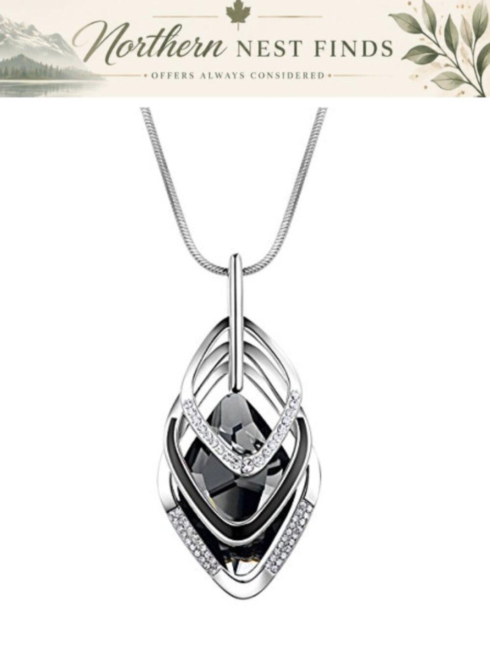 Long Chain Necklace Crystal Cubic Zirconia Pendant Rhinestone Sweater Chain